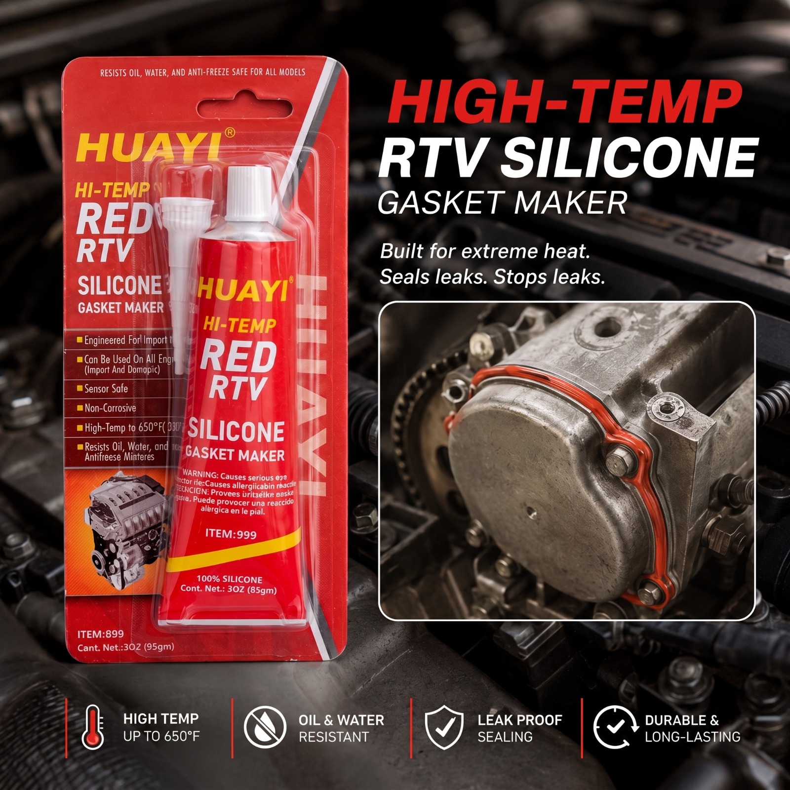 Factory Direct Anti Aging Silicone Sealant High Temperature Resistant RTV Gasket Maker for Automotive Engine Gasket Replacement